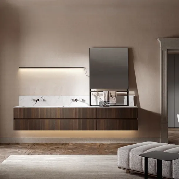 Artemide 01 Wall-Mounted Bathroom Cabinet in Thermally Treated Oak by Edoné