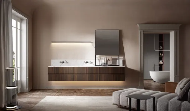 Artemide 01 Wall-Mounted Bathroom Cabinet in Thermally Treated Oak by Edoné