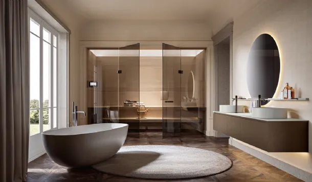 Artemide 02 wall-mounted bathroom cabinet in reflex bronze laminate by Edoné