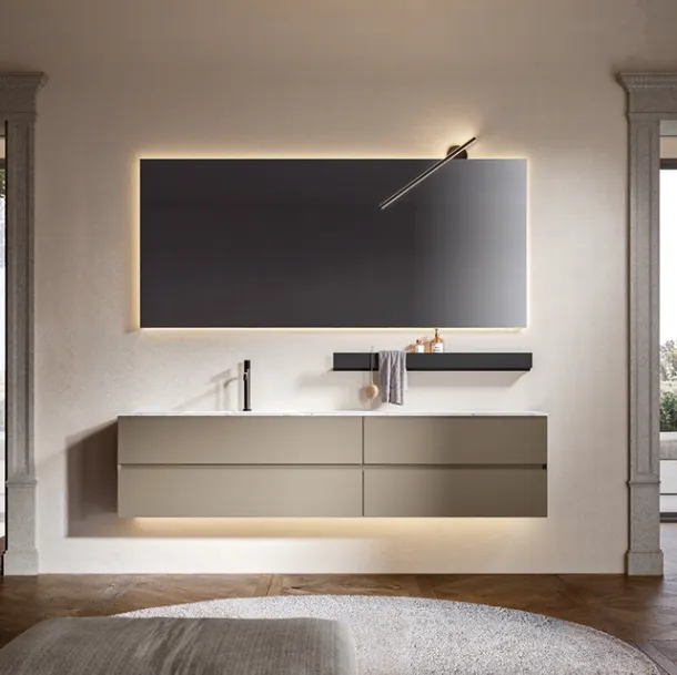 Artemide 03 suspended bathroom cabinet in chamois lacquer by Edoné