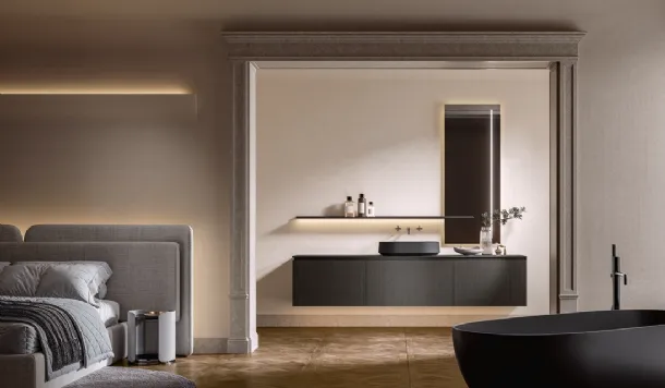 Artemide 04 wall-mounted bathroom cabinet in Edoné Timut oak laminate