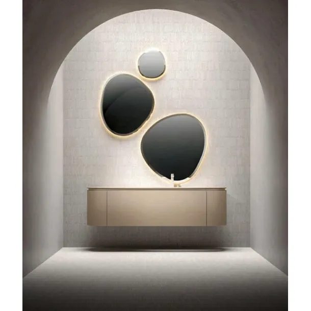 Matte lacquered wall-hung bathroom cabinet Nocciola Calipso 2343 by Edoné