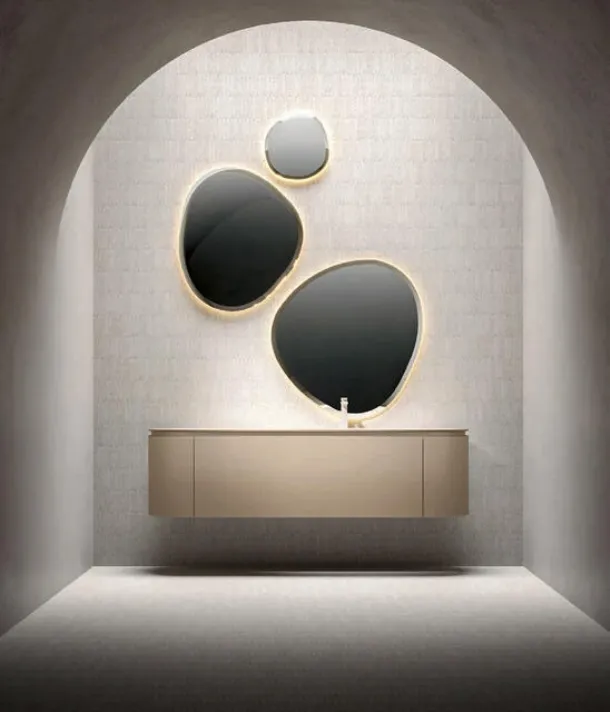 Matte lacquered wall-hung bathroom cabinet Nocciola Calipso 2343 by Edoné