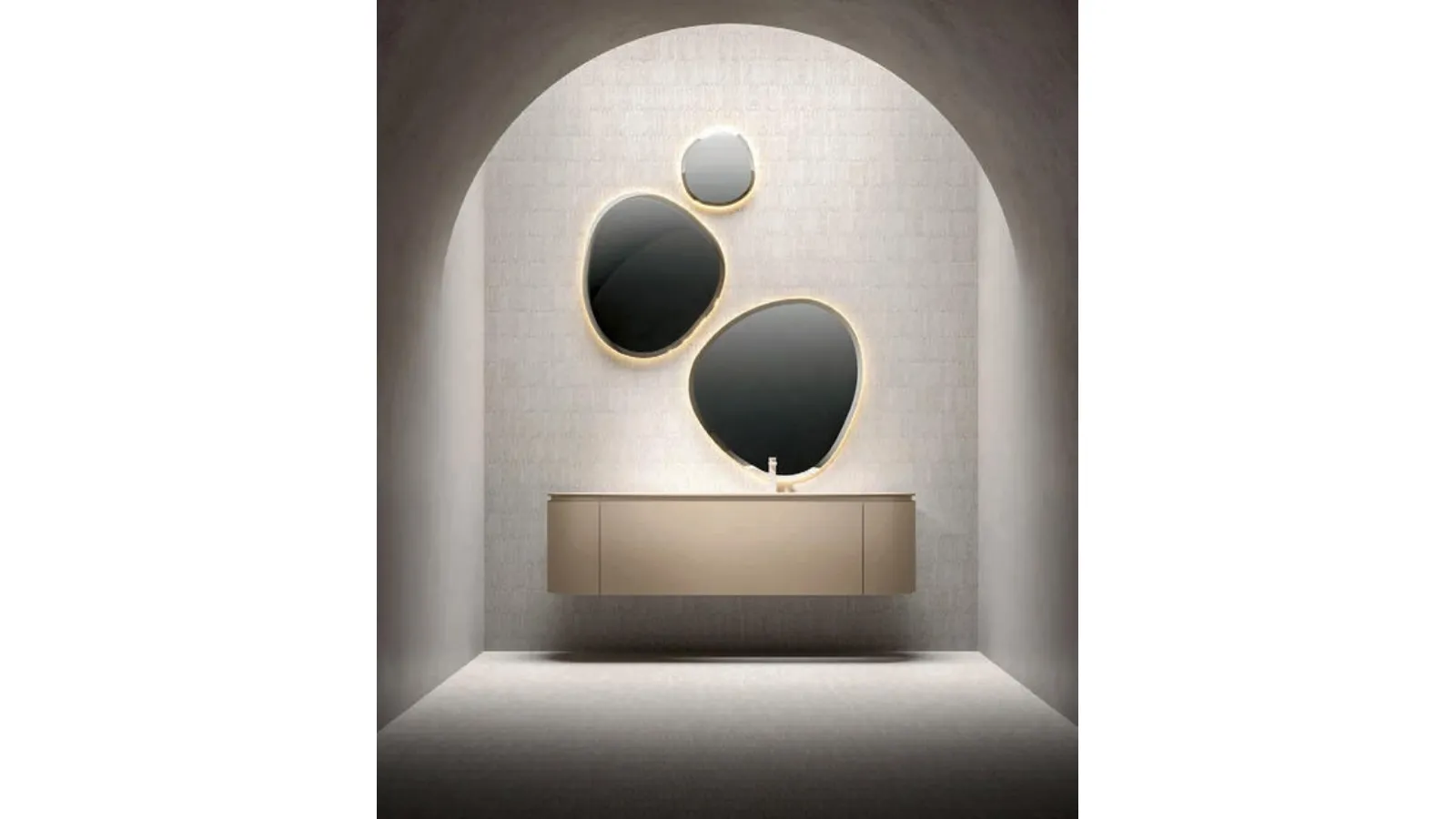 Matte lacquered wall-hung bathroom cabinet Nocciola Calipso 2343 by Edoné