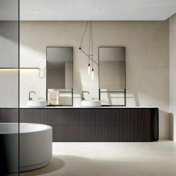 Calipso 2344 Bathroom Cabinet in Dyed Chestnut Veneer by Edoné