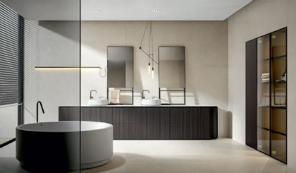Calipso 2344 Bathroom Cabinet in Dyed Chestnut Veneer by Edoné