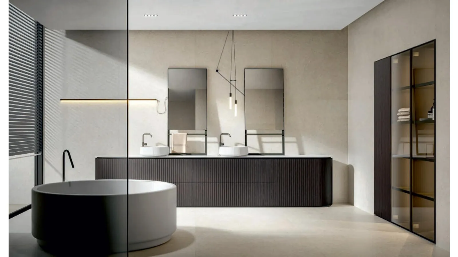 Calipso 2344 Bathroom Cabinet in Dyed Chestnut Veneer by Edoné