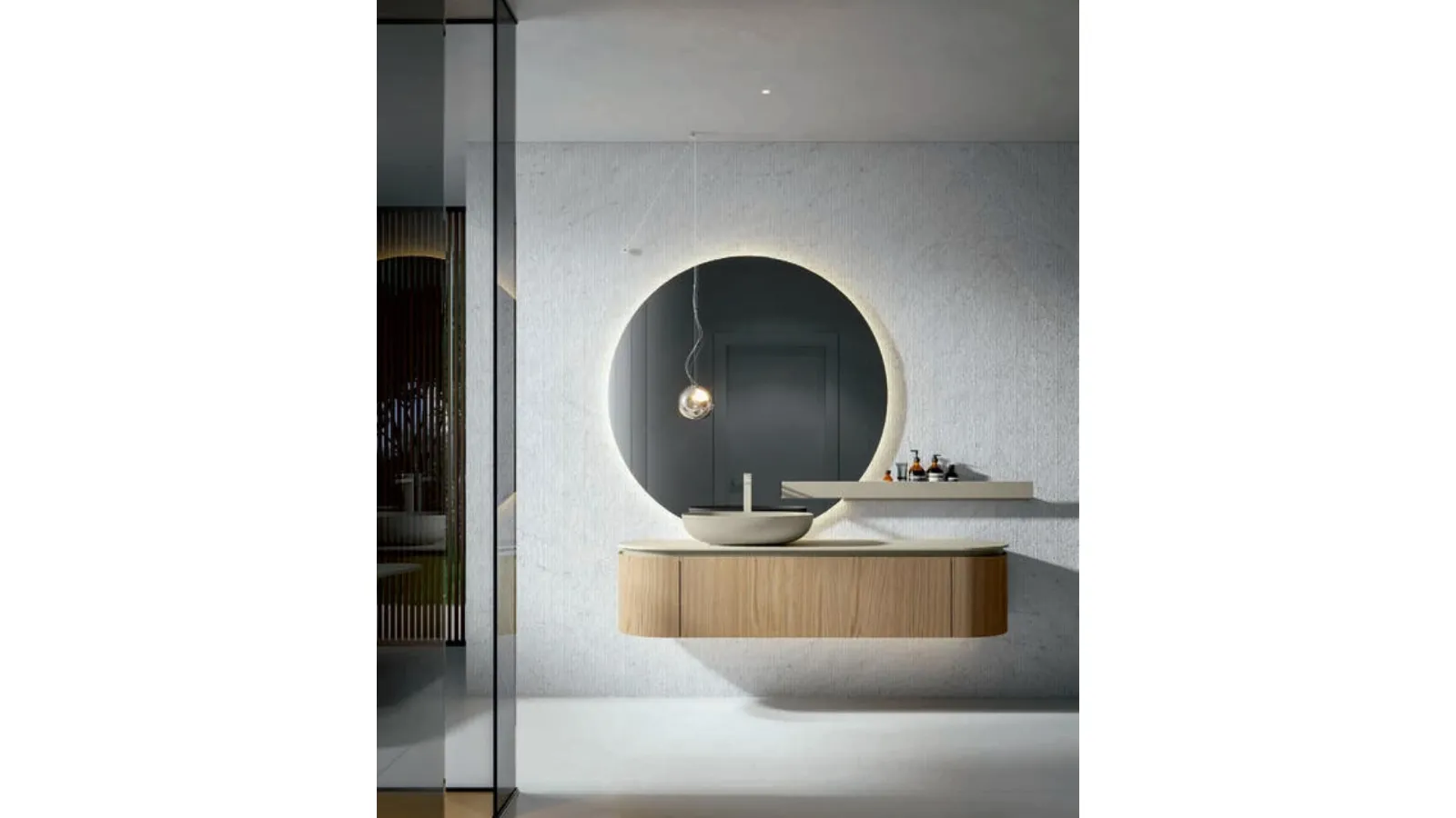 Calipso 2345 Wall-Mounted Bathroom Cabinet in Natural Chestnut by Edoné