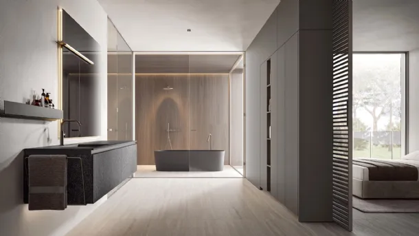Calipso 2346 Wall-Mounted Bathroom Cabinet in Resin by Edoné
