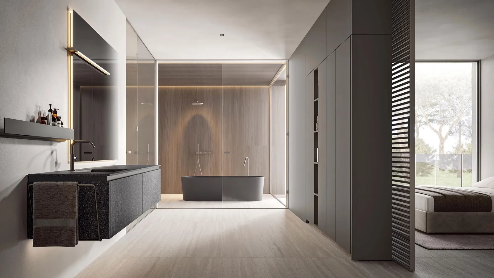 Calipso 2346 Wall-Mounted Bathroom Cabinet in Resin by Edoné