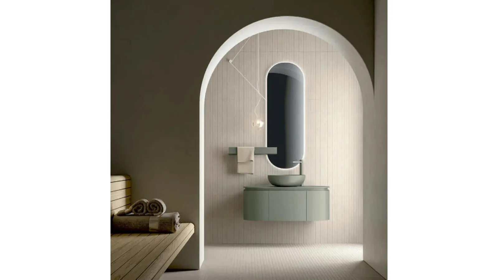 Edoné Matte Lacquered Wall-Mounted Bathroom Cabinet Argilla Calipso 2347