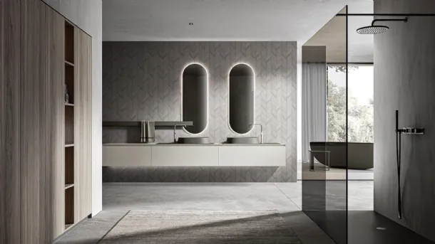 Chrono 2301 Wall-Mounted Bathroom Cabinet in Matte Agata Lacquer by Edoné