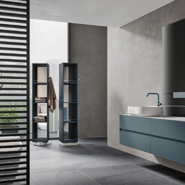 Chrono 2303 Bathroom Cabinet in Matte Lacquered Nettuno by Edoné