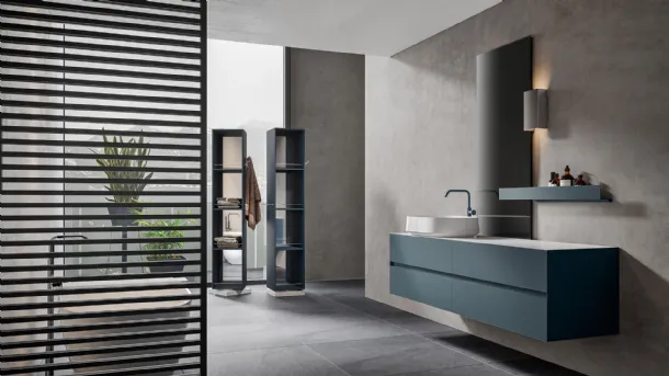 Chrono 2303 Bathroom Cabinet in Matte Lacquered Nettuno by Edoné