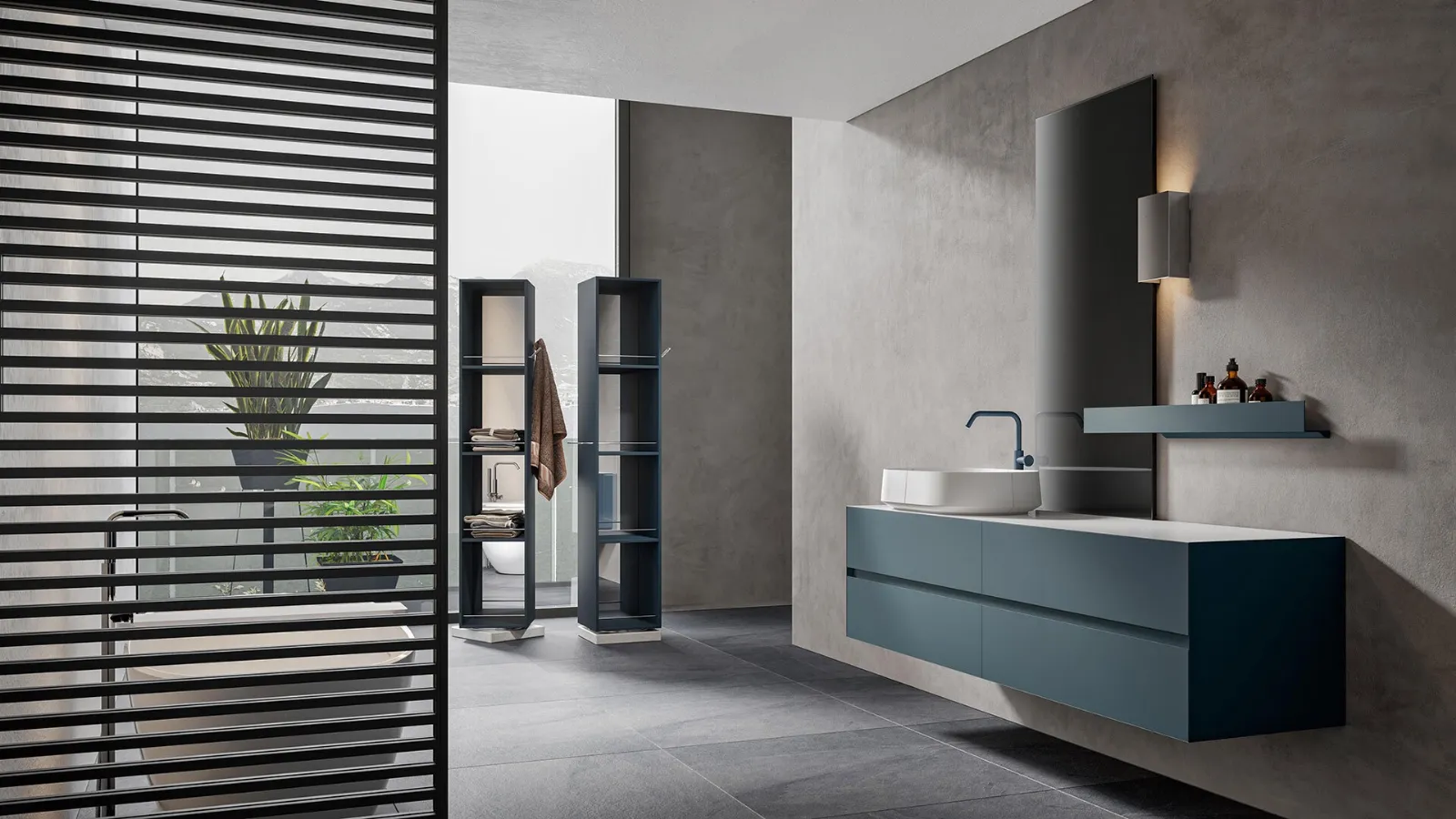 Chrono 2303 Bathroom Cabinet in Matte Lacquered Nettuno by Edoné