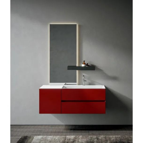 Edoné Chrono 44 4007 Matte Lacquered Wall-Mounted Bathroom Cabinet in Mahogany