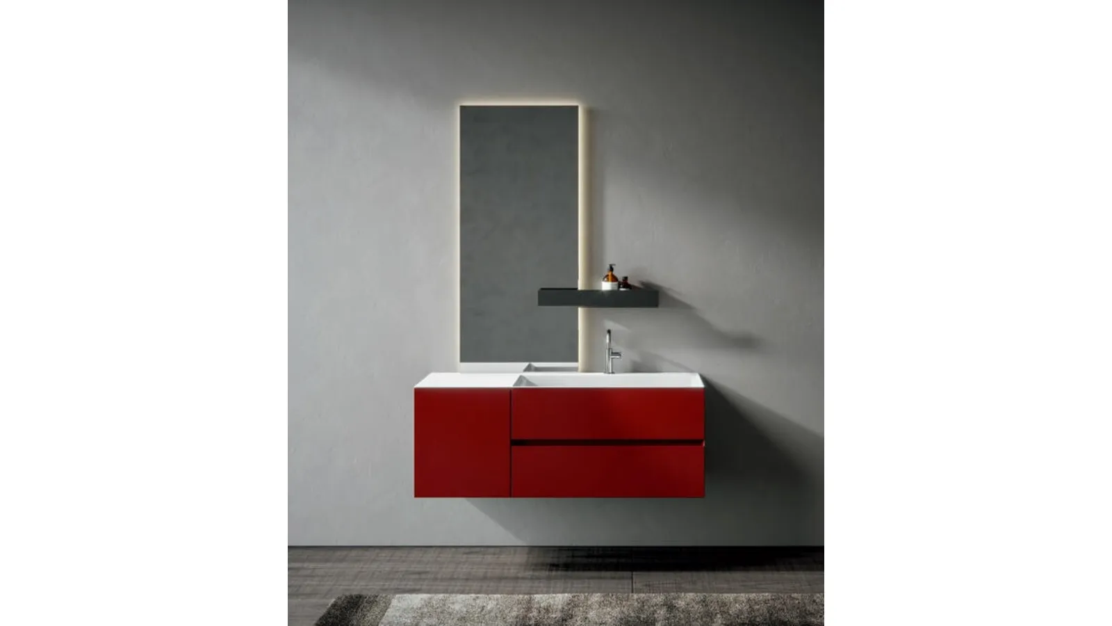 Edoné Chrono 44 4007 Matte Lacquered Wall-Mounted Bathroom Cabinet in Mahogany