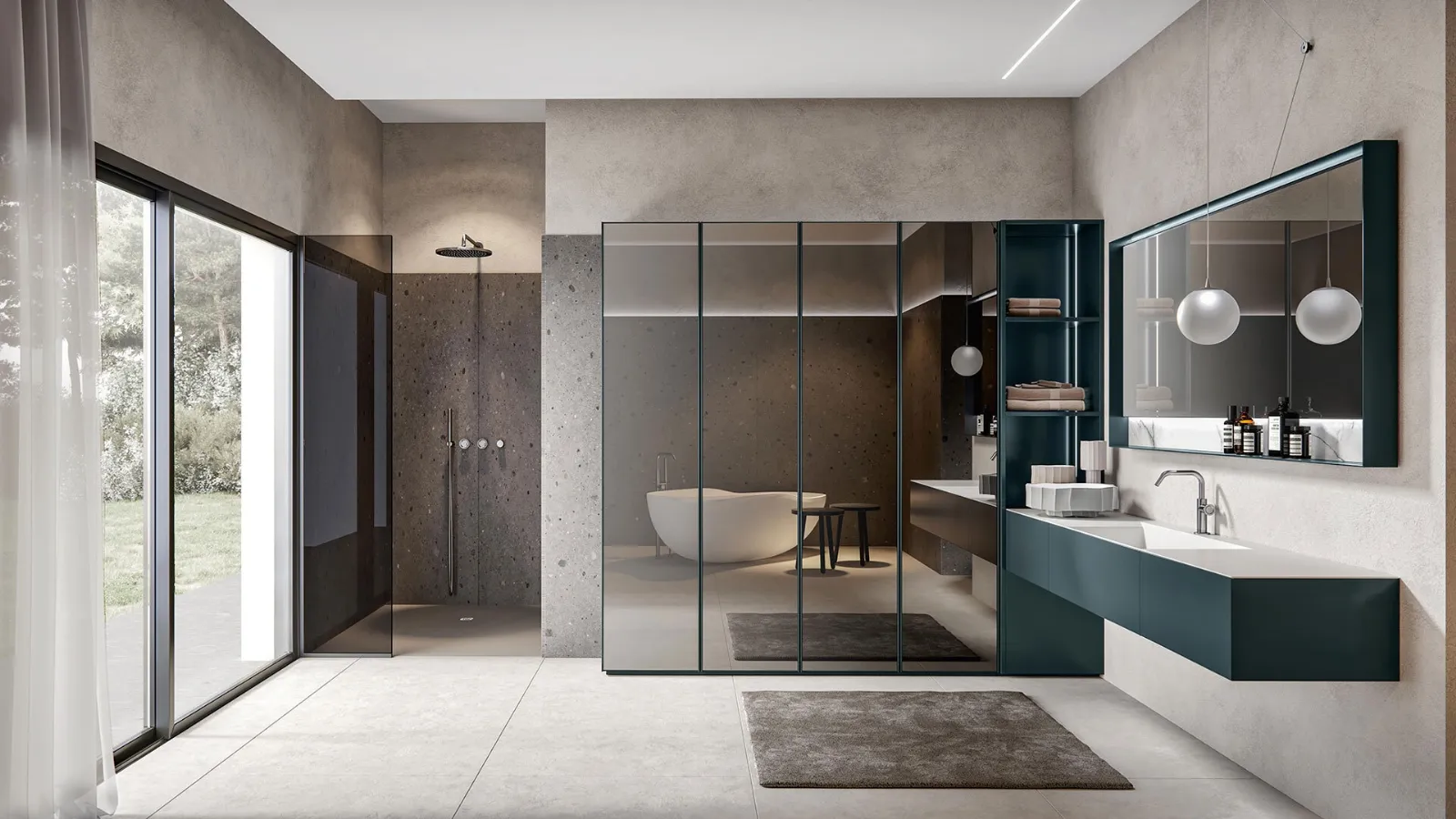 Chrono 44 4009 Matte Lacquered Peacock Wall-Mounted Bathroom Cabinet by Edoné