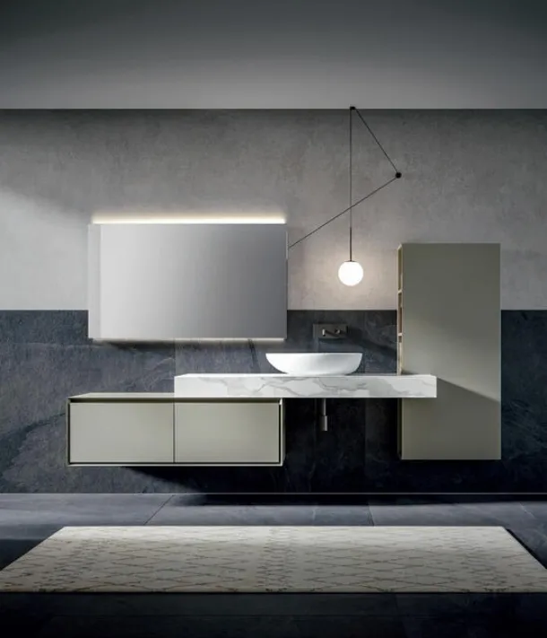 Crio 007 Wall-Mounted Bathroom Cabinet in Agata Matte Lacquer by Edoné