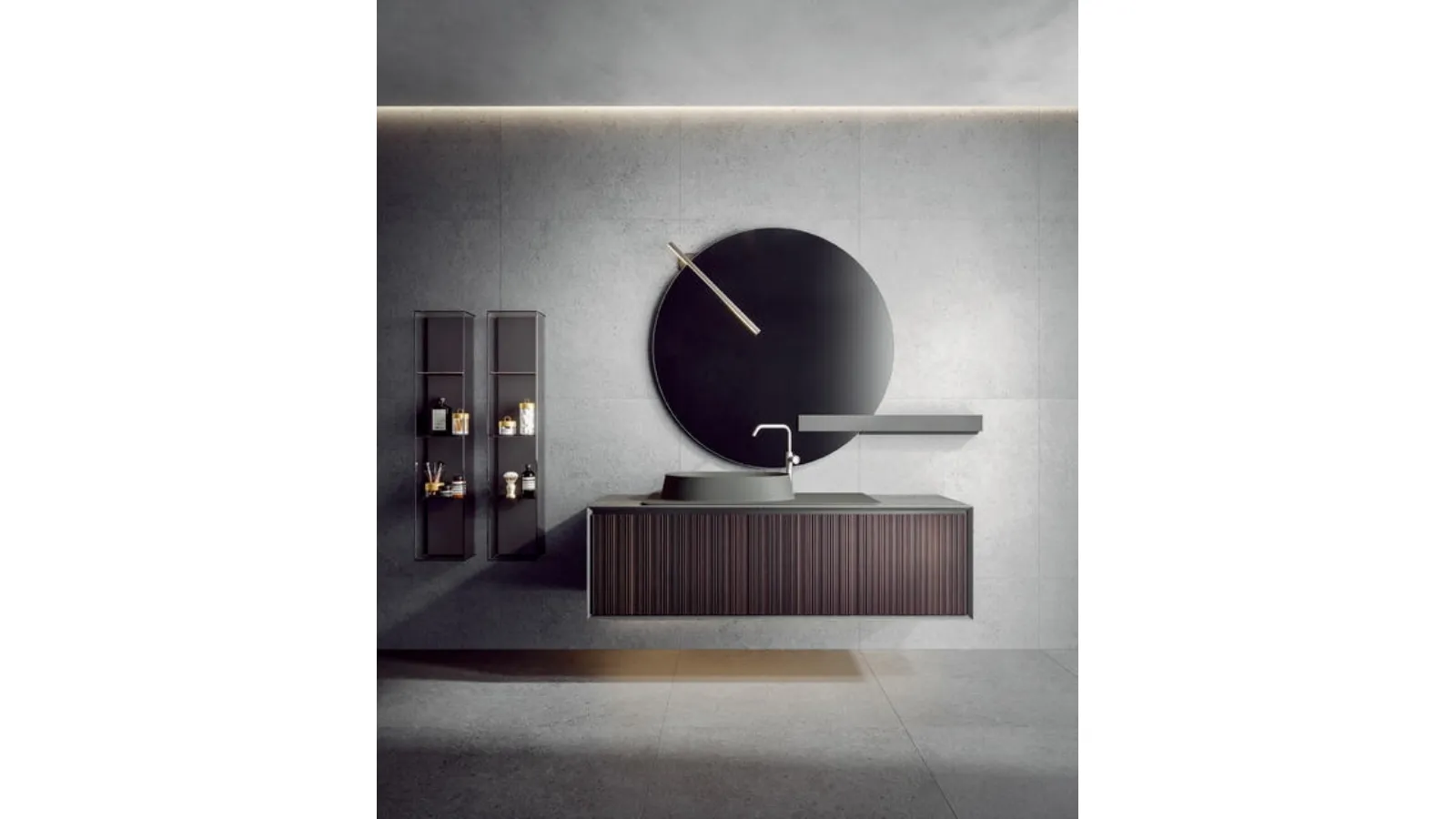Crio 2310 Wall-Mounted Bathroom Cabinet in Heat-Treated Oak by Edoné