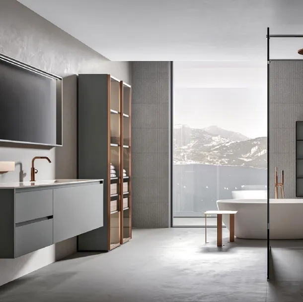 Eos 2318 Wall-Mounted Bathroom Cabinet in Matte Peltro Finish by Edoné