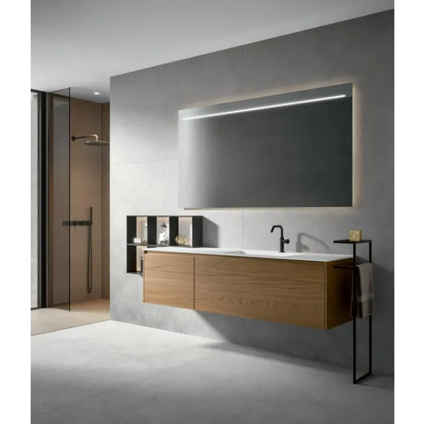 Eos 2319 Wall-Mounted Bathroom Cabinet in Natural Elm Wood by Edoné