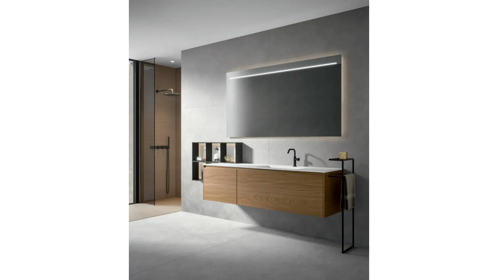 Eos 2319 Wall-Mounted Bathroom Cabinet in Natural Elm Wood by Edoné