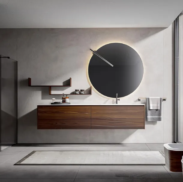 Eos 2320 Wall-Mounted Bathroom Cabinet in Natural Wood Finish, Thermally Treated Larch by Edoné