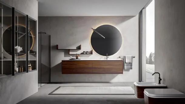 Eos 2320 Wall-Mounted Bathroom Cabinet in Natural Wood Finish, Thermally Treated Larch by Edoné