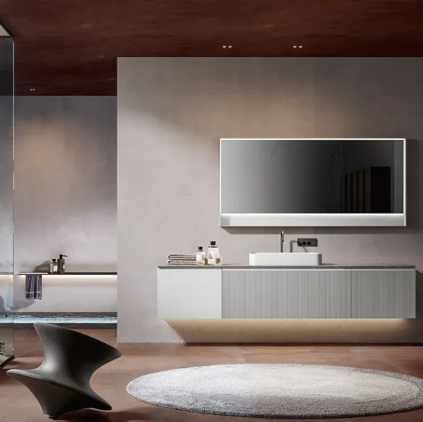 Eros 04 suspended bathroom cabinet in lacquered polymer by Edoné