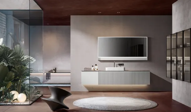 Eros 04 suspended bathroom cabinet in lacquered polymer by Edoné