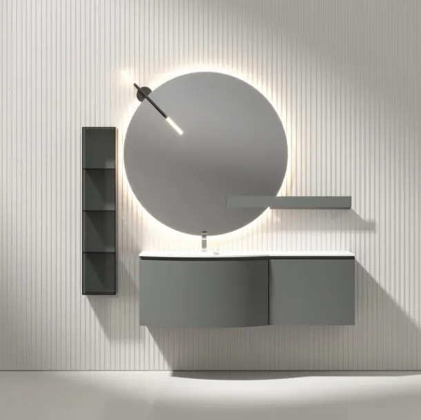 Suspended Bathroom Cabinet Giunone 9083 in Matte Peltro Finish by Edoné