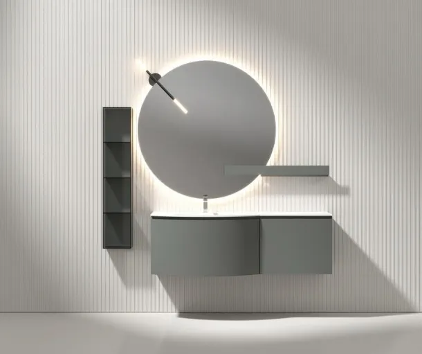 Suspended Bathroom Cabinet Giunone 9083 in Matte Peltro Finish by Edoné