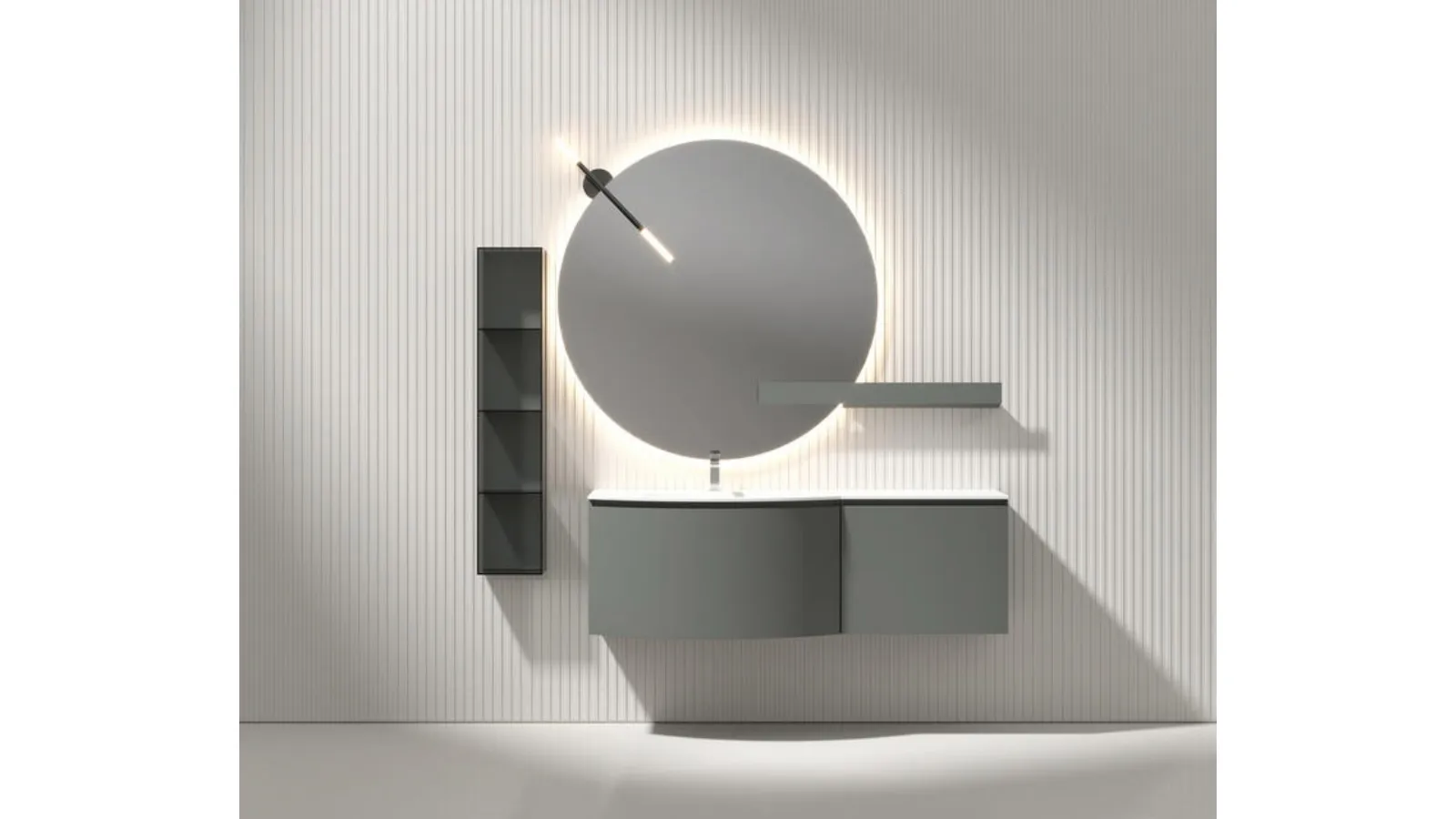 Suspended Bathroom Cabinet Giunone 9083 in Matte Peltro Finish by Edoné