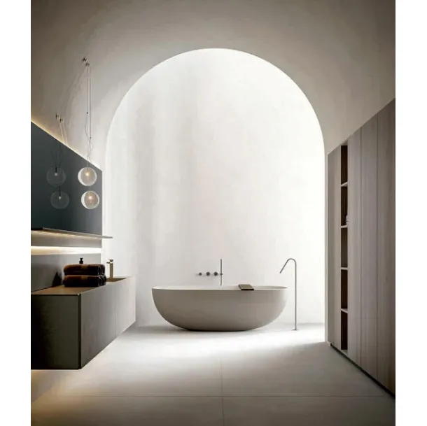 Hexis 2333 Wall-Mounted Bathroom Cabinet in Pearl Cement Laminate by Edoné