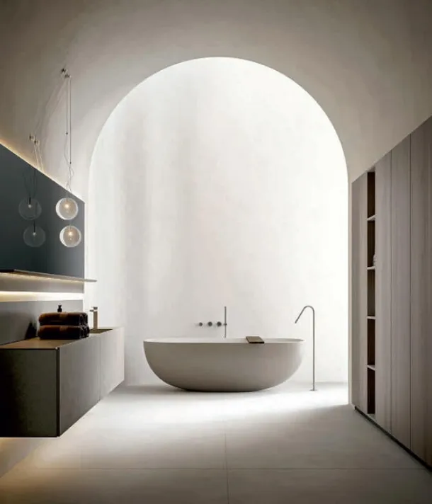 Hexis 2333 Wall-Mounted Bathroom Cabinet in Pearl Cement Laminate by Edoné