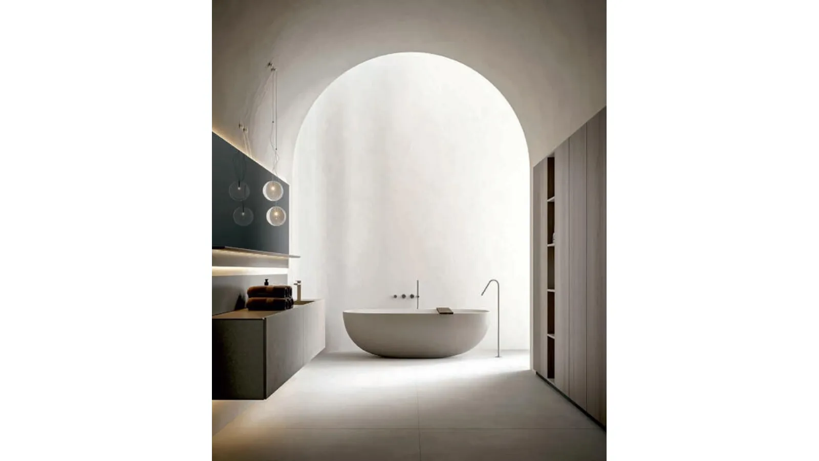 Hexis 2333 Wall-Mounted Bathroom Cabinet in Pearl Cement Laminate by Edoné