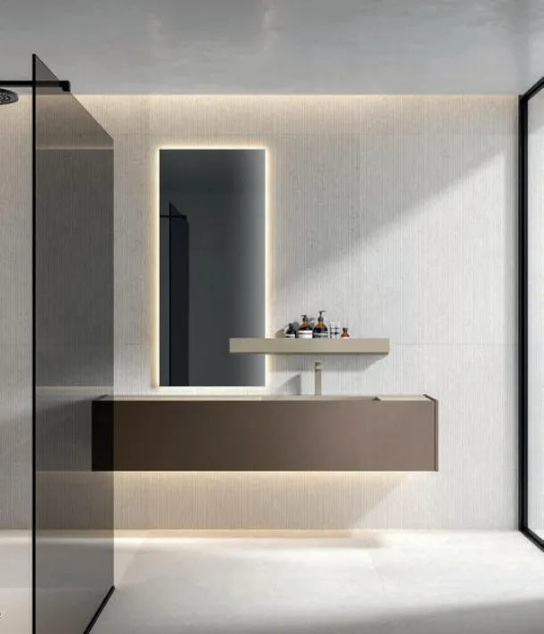 Hexis 2335 Wall-Mounted Bathroom Cabinet in Reflex Bronze Laminate by Edoné