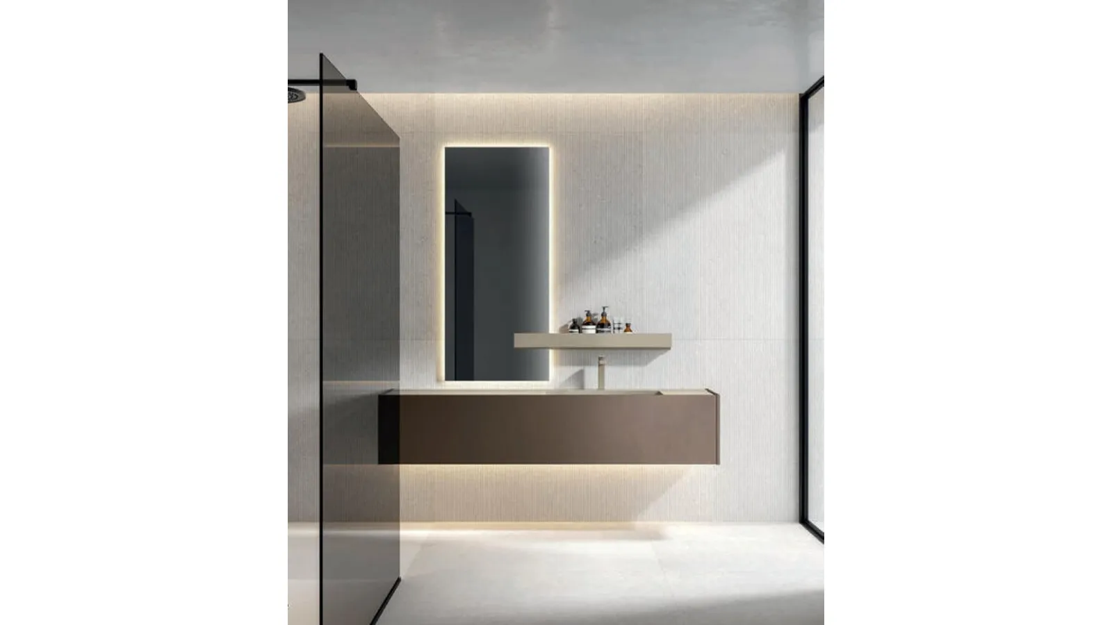 Hexis 2335 Wall-Mounted Bathroom Cabinet in Reflex Bronze Laminate by Edoné