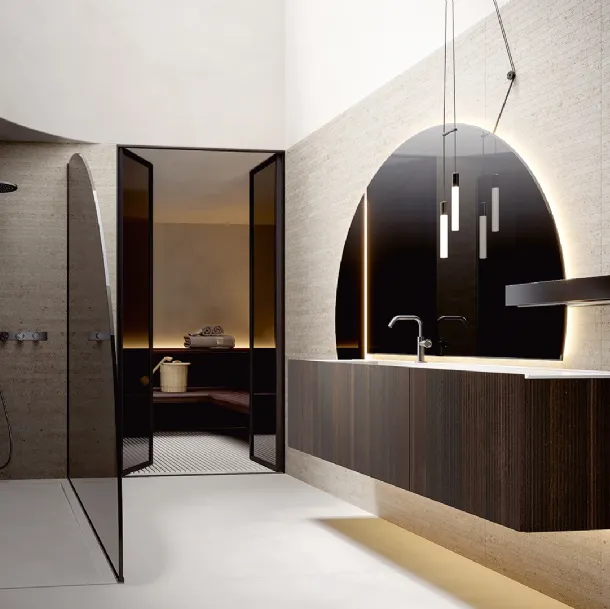 Hexis 2336 Wall-Mounted Bathroom Cabinet in Edoné Chia Ribbed Laminate