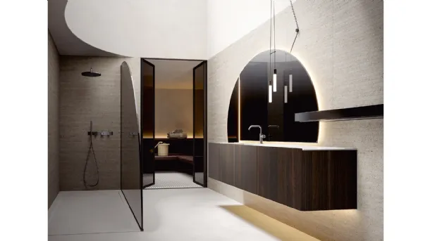 Hexis 2336 Wall-Mounted Bathroom Cabinet in Edoné Chia Ribbed Laminate