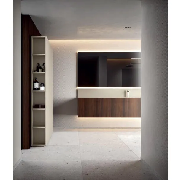 Hexis 2337 Wall-Mounted Bathroom Cabinet in Eucalyptus Veneer by Edoné