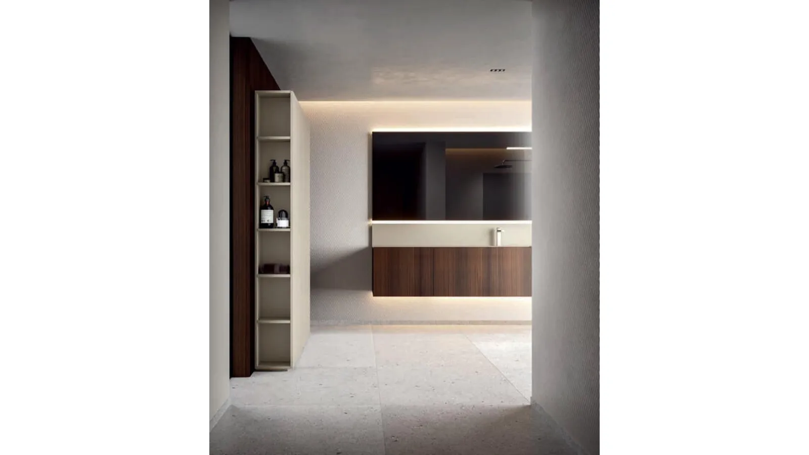 Hexis 2337 Wall-Mounted Bathroom Cabinet in Eucalyptus Veneer by Edoné