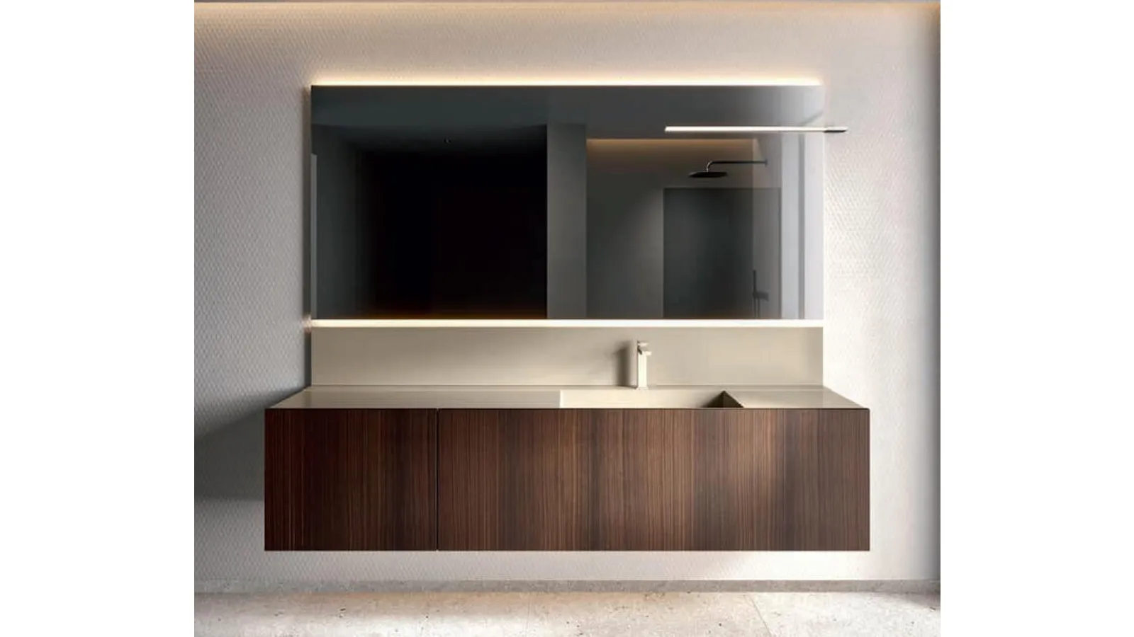 Hexis 2337 Wall-Mounted Bathroom Cabinet in Eucalyptus Veneer by Edoné