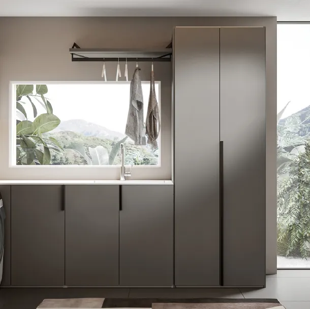 Minerva 10 Bathroom Cabinet in Castoro and White Melamine by Edoné