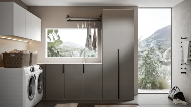 Minerva 10 Bathroom Cabinet in Castoro and White Melamine by Edoné