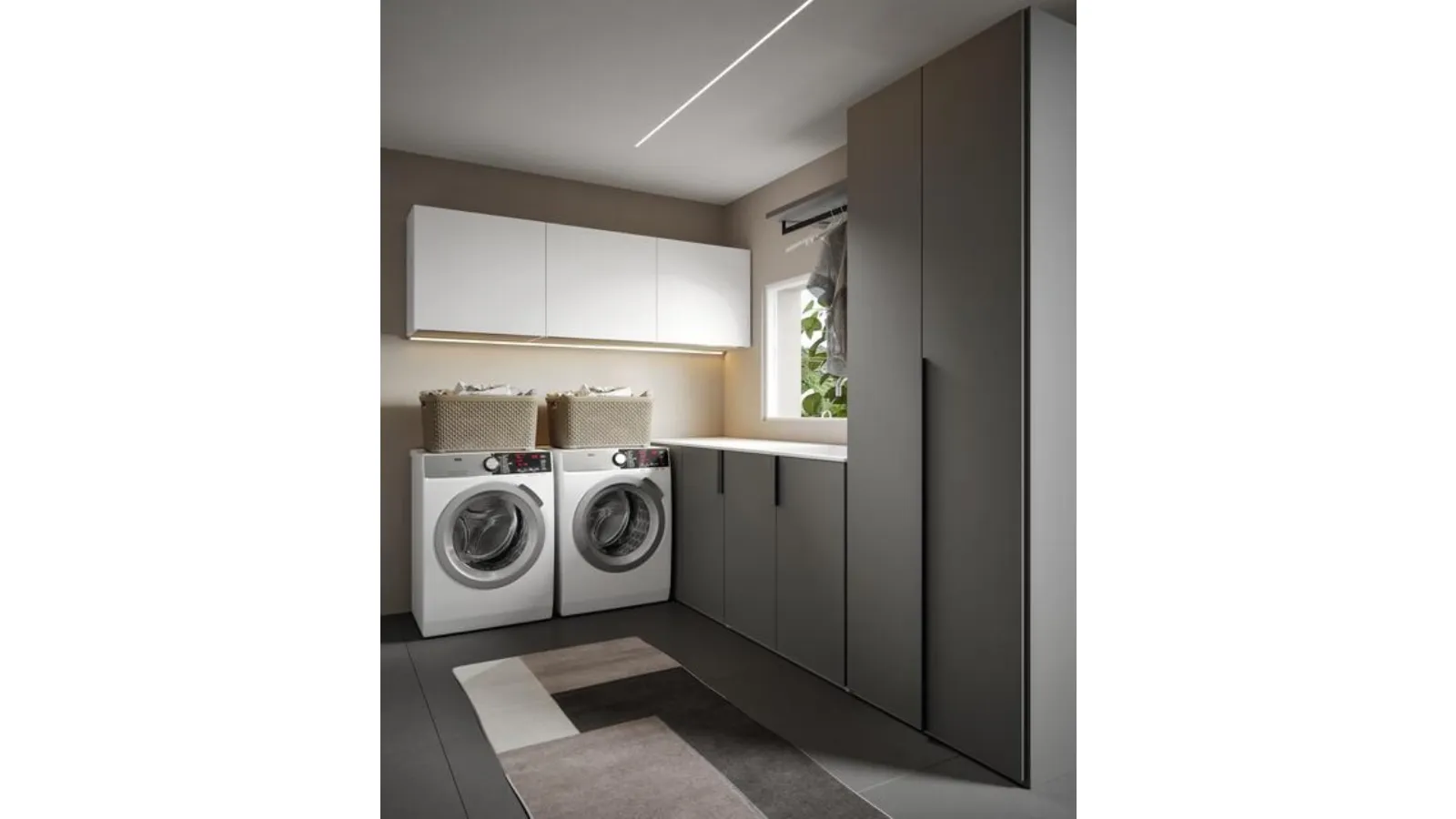 Minerva 10 Bathroom Cabinet in Castoro and White Melamine by Edoné