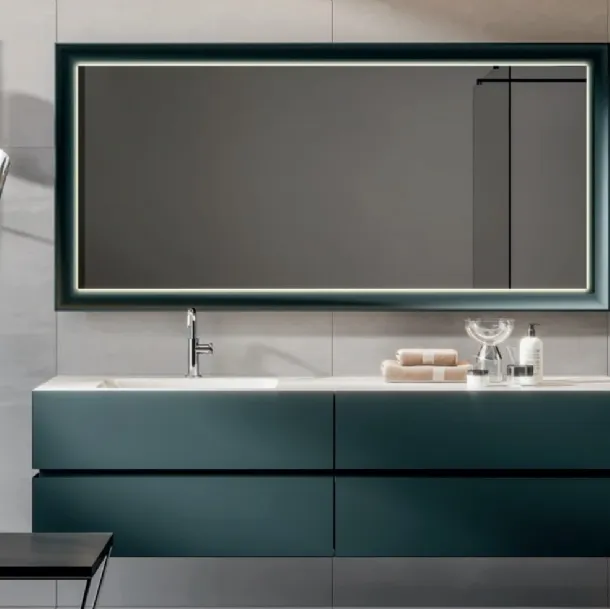 Wall-mounted bathroom cabinet in matte Nike 005 Pavone lacquer by Edoné