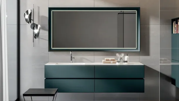 Wall-mounted bathroom cabinet in matte Nike 005 Pavone lacquer by Edoné