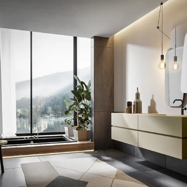 Edoné Nike 006 Wall-Mounted Bathroom Cabinet in Matte Ecru Lacquer